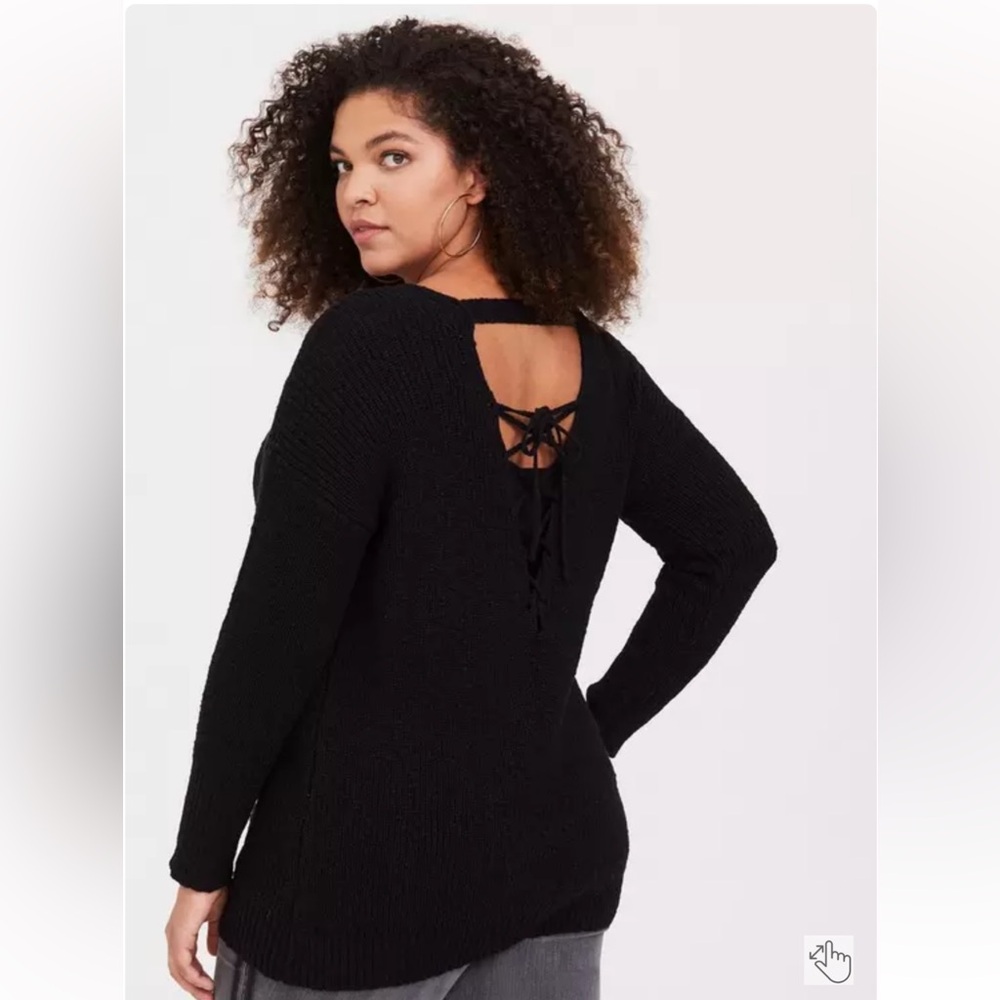 3X TORRID BLACK SWEATER DROP SHOULDER CABLE TUNIC XXXL 3 NWT